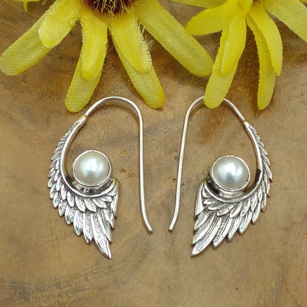 Anting Perak Sayap Mutiara E1107