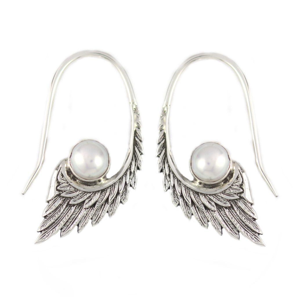 Anting Perak Sayap Mutiara E1107