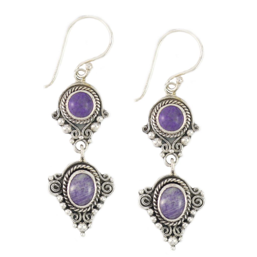 Anting Perak Bun Rentet Sugilite E1161