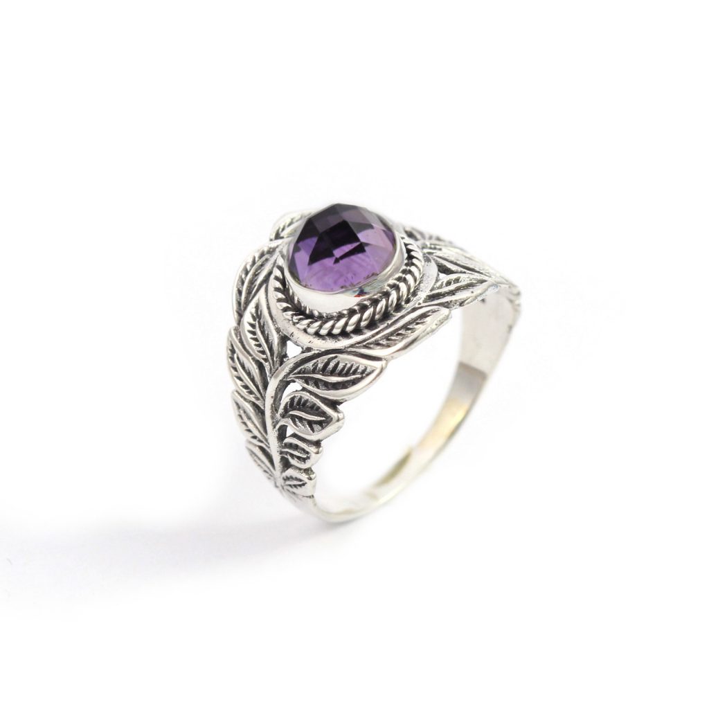 Cincin Perak Daun Permata R300