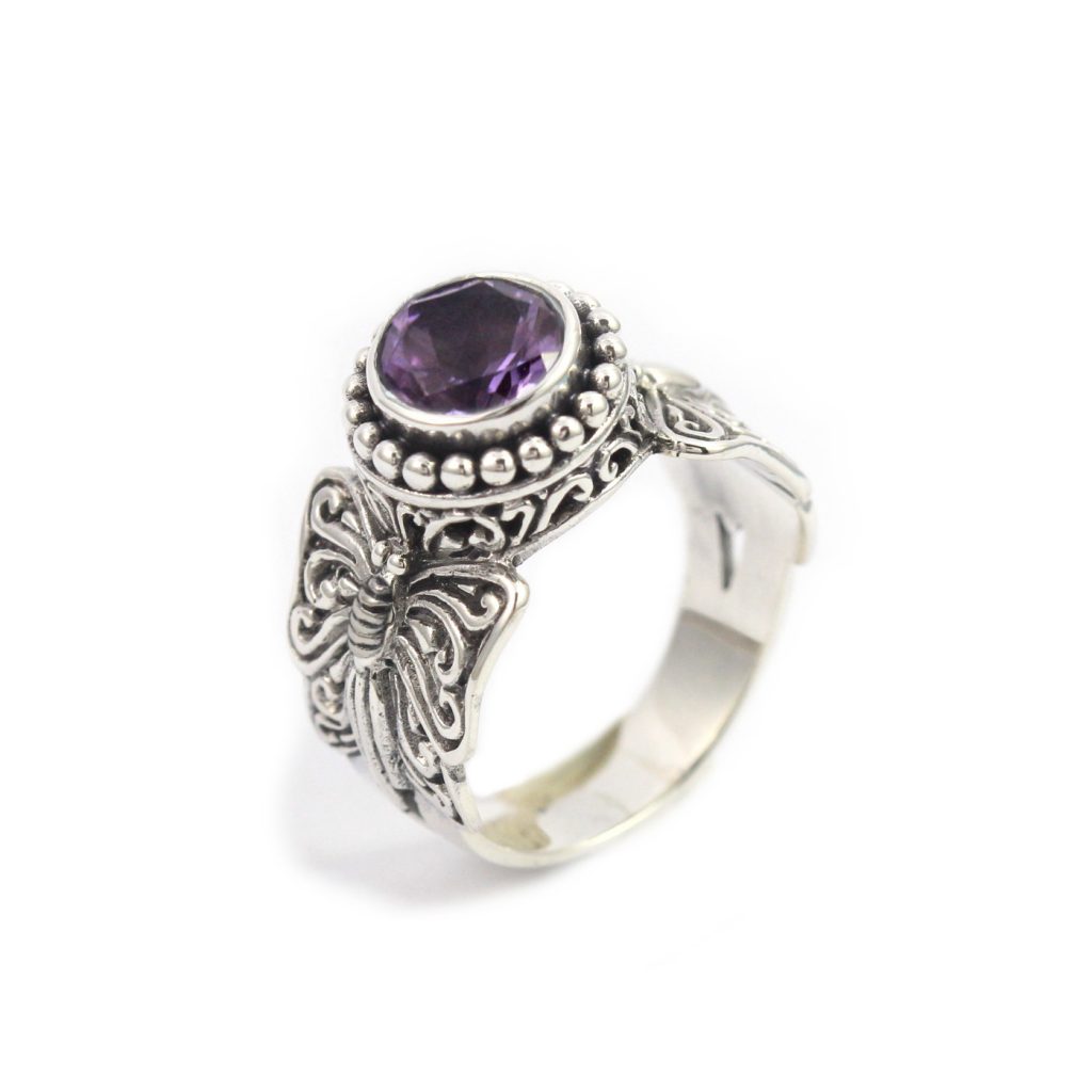Cincin Perak Kupu-Kupu Jawan Permata R342