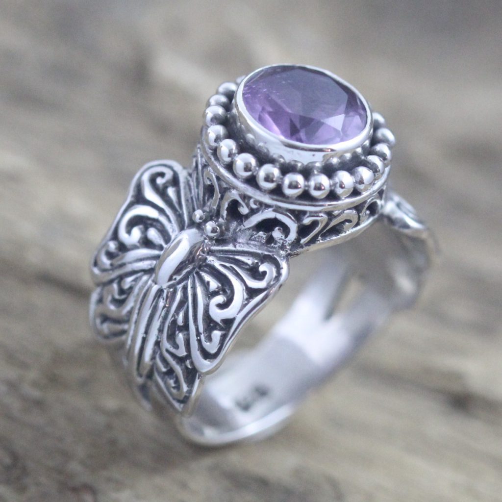 Cincin Perak Kupu-Kupu Jawan Permata R342