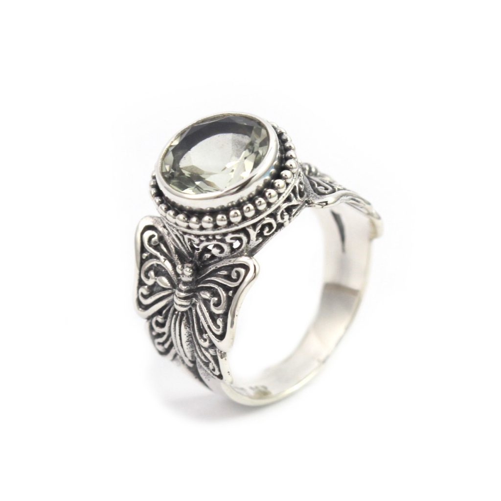 Cincin Perak Kupu-Kupu Jawan Permata R342