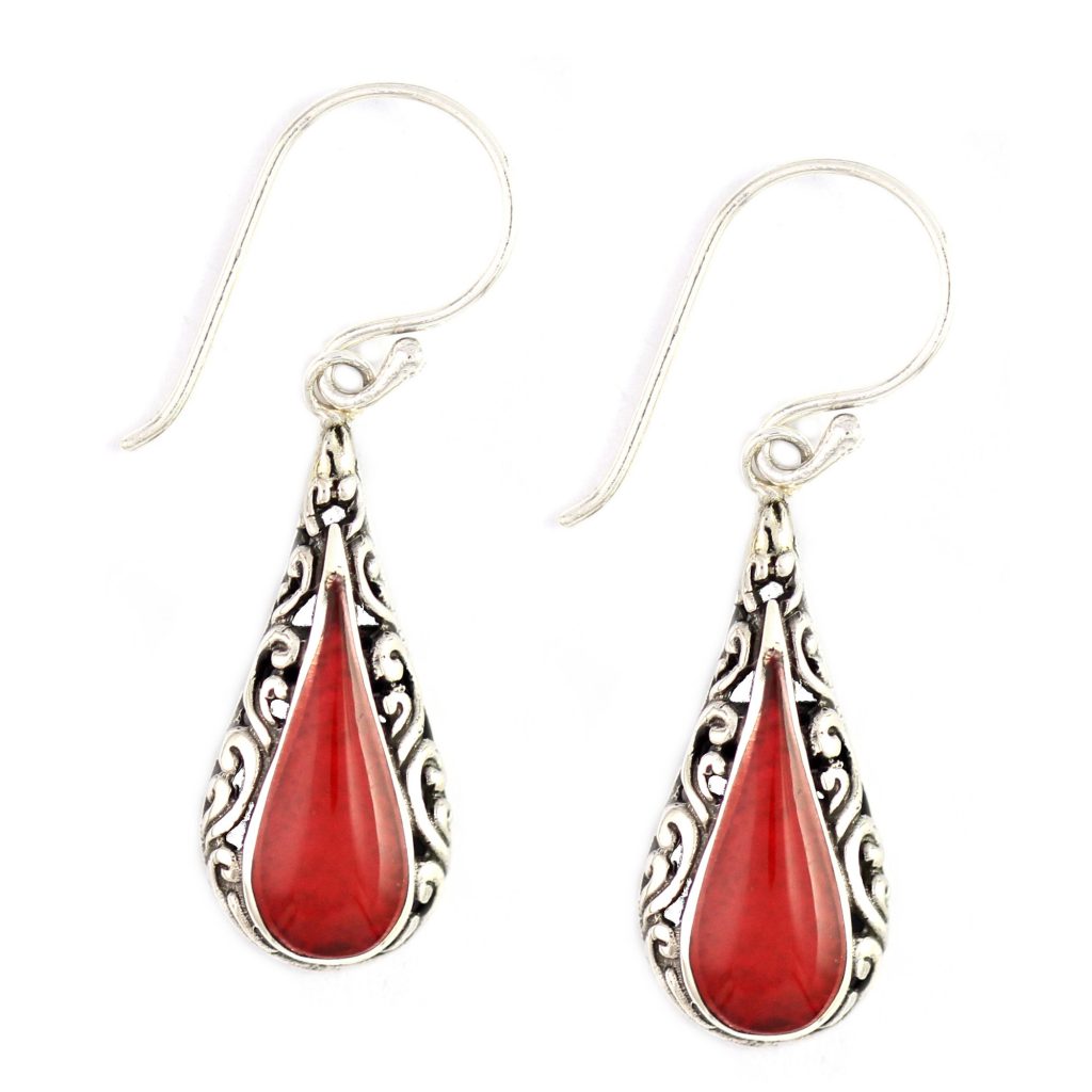 Anting Perak Coral Bun Tetes E825