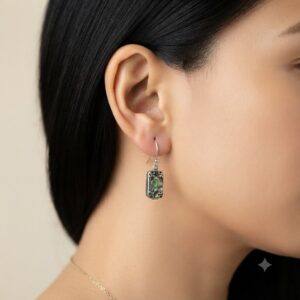 Anting Abalone Perak Asli Ukiran Bali (Rectangle Shell Earring) E843 - Gambar 5
