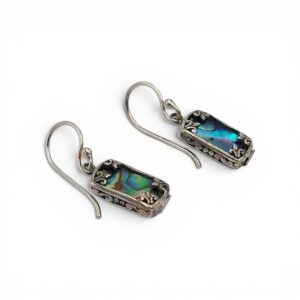 Anting Abalone Perak Asli Ukiran Bali (Rectangle Shell Earring) E843 - Gambar 4