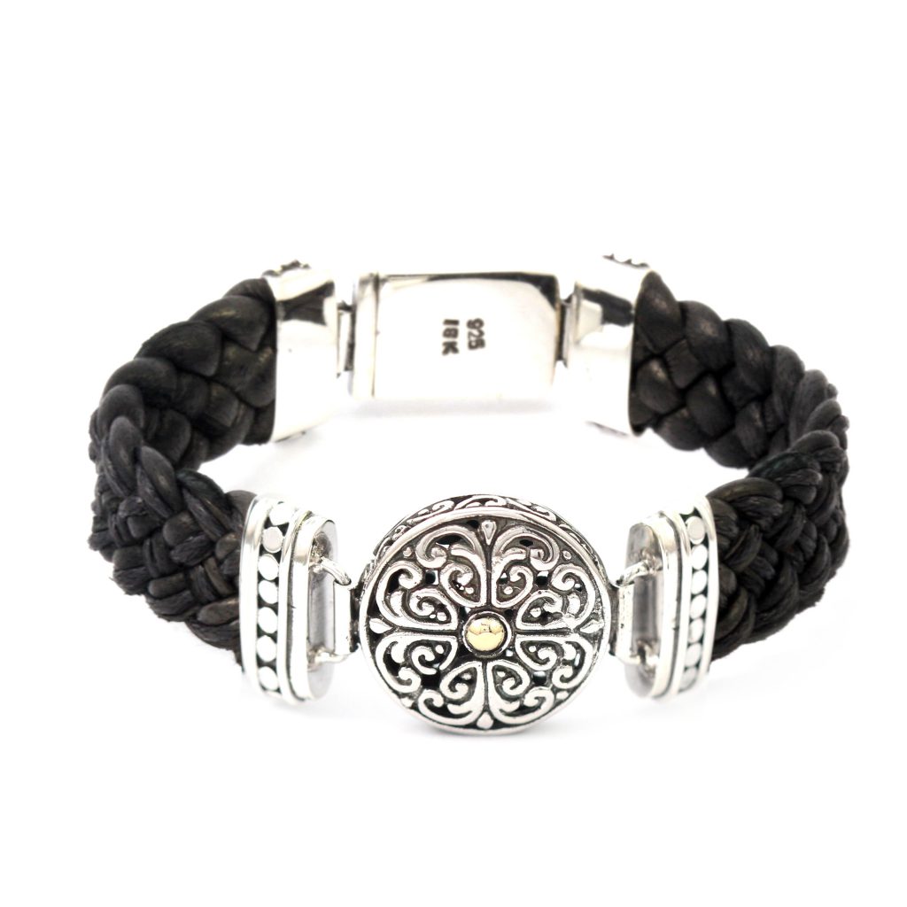 Gelang Perak Bun Leather Jalin B215