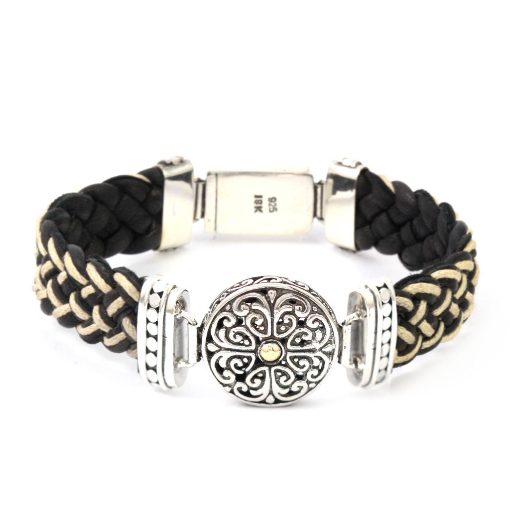 Gelang Perak Bun Leather Jalin B215