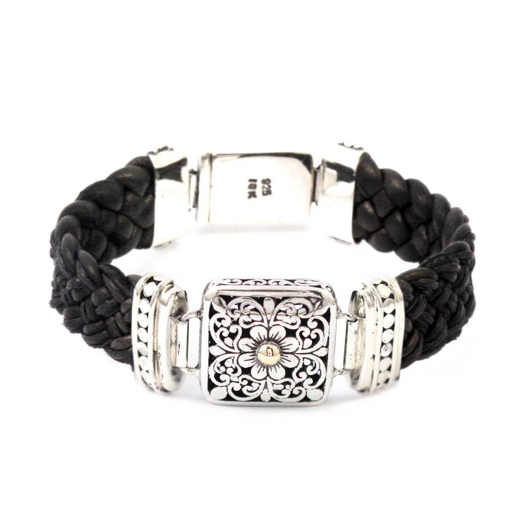 Gelang Perak Bun Leather Jalin B216