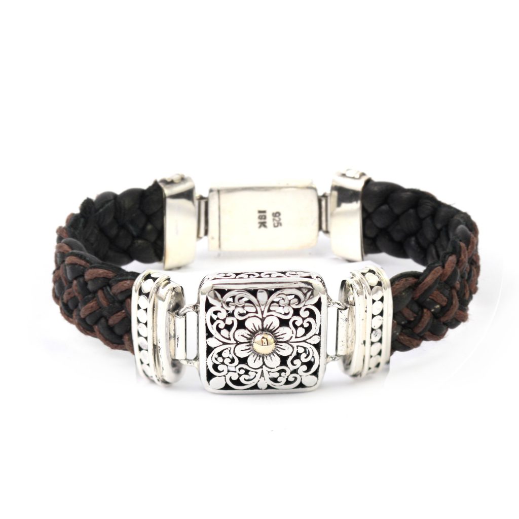 Gelang Perak Bun Leather Jalin B216