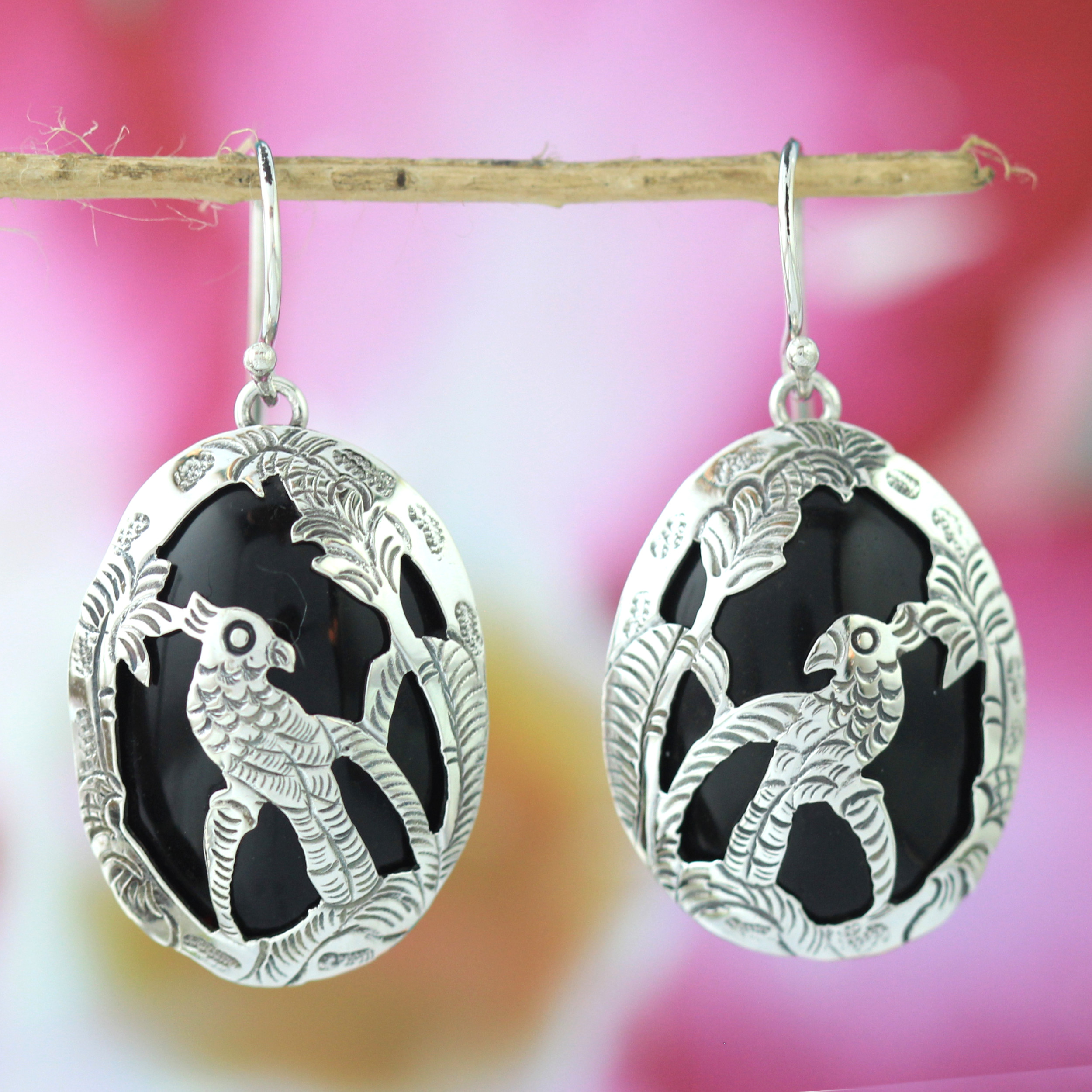 Anting Perak Bali Tatah Burung Kakatua E1254 - Gambar 2