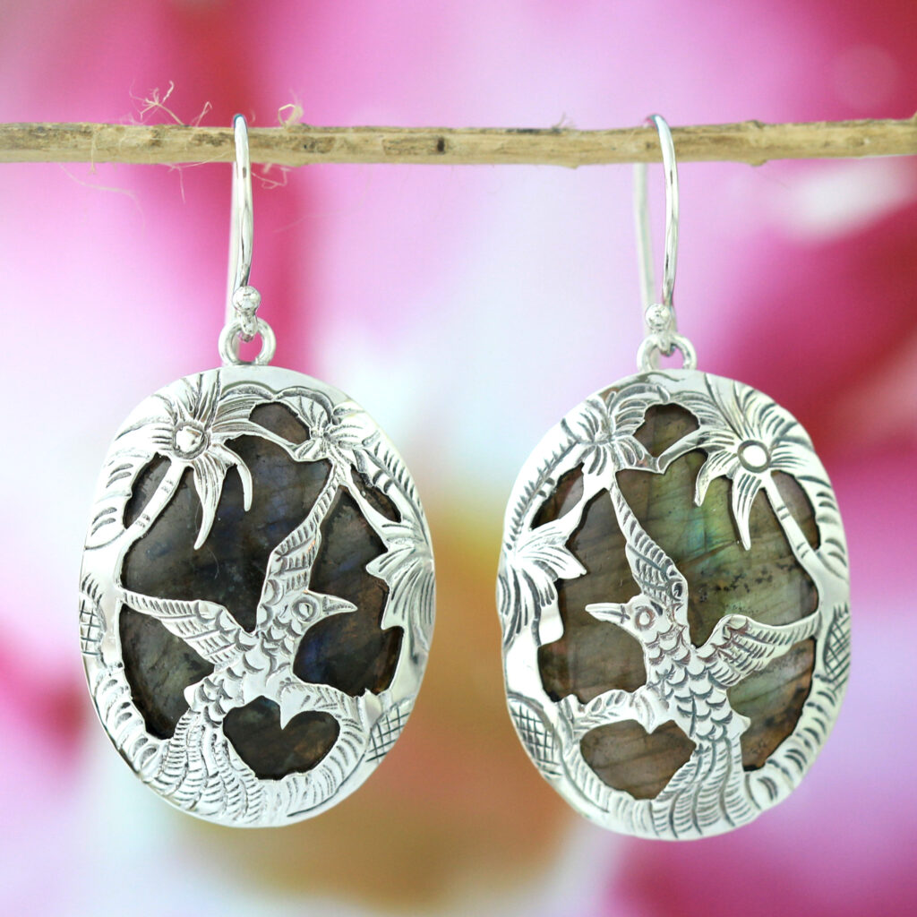Anting Perak Bali Tatah Burung Cendrawasih E1255