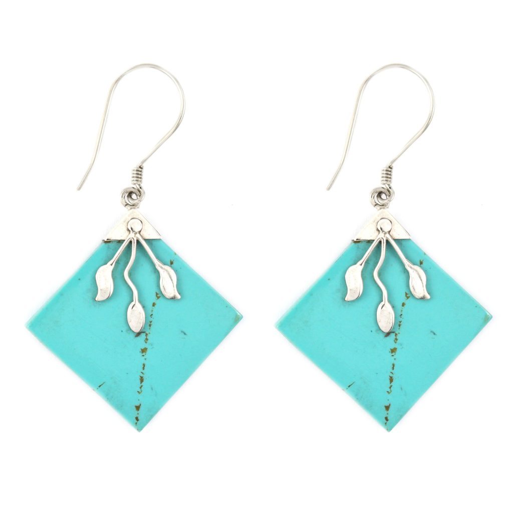 Anting Perak Turquoise Resin Wajik A102