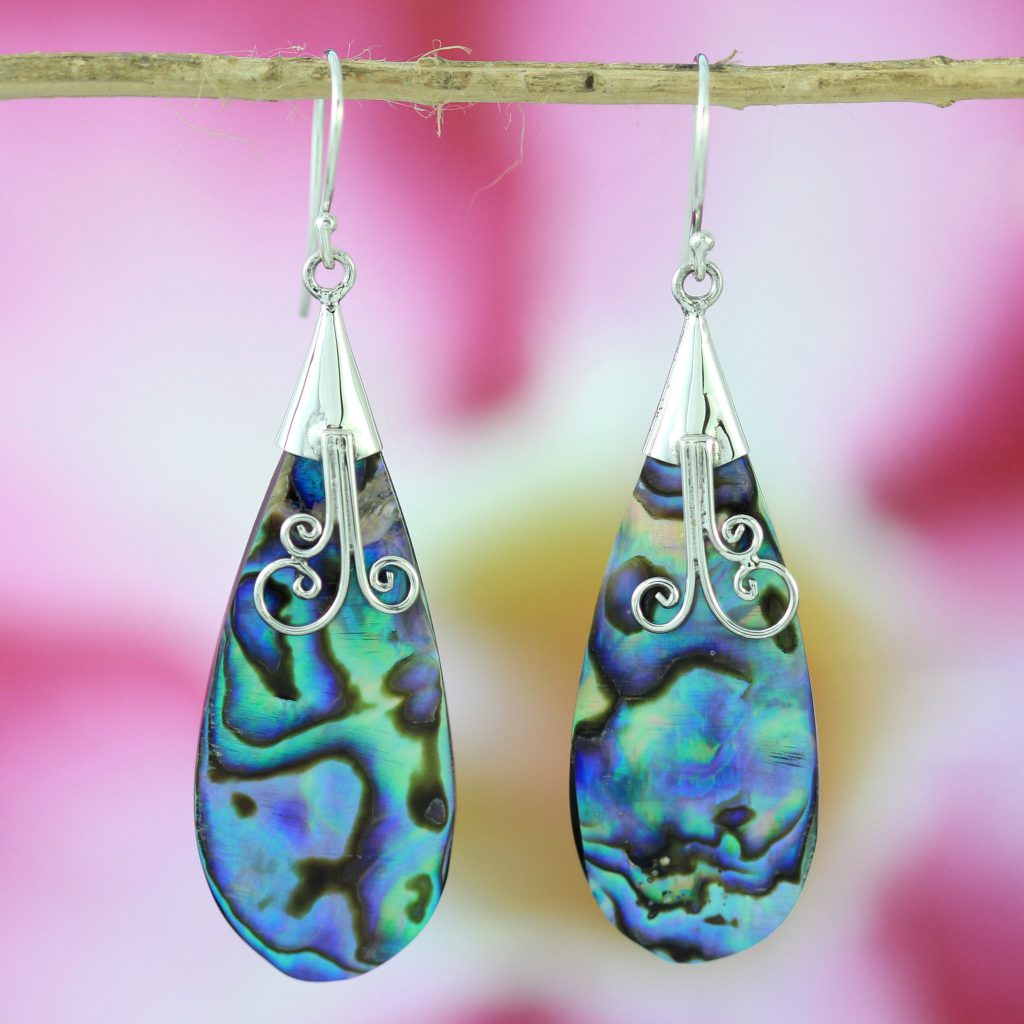 Anting Perak Abalone Bun Spiral E1243