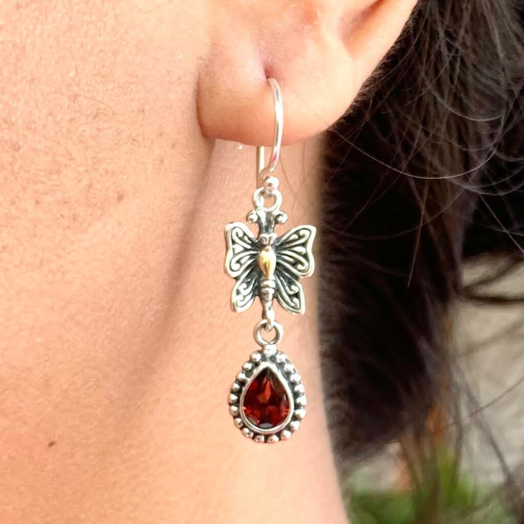 Anting Perak Kupu Kupu Permata E1276