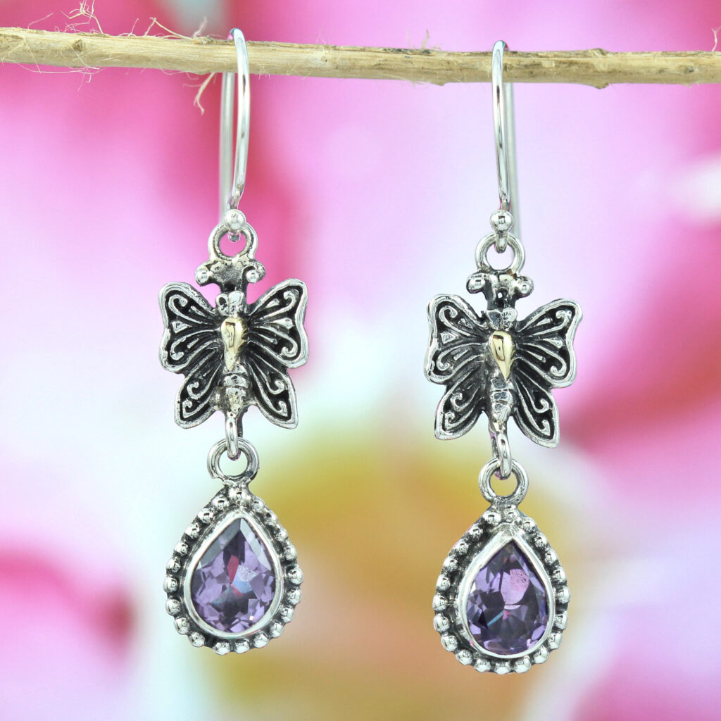 Anting Perak Kupu Kupu Permata E1276