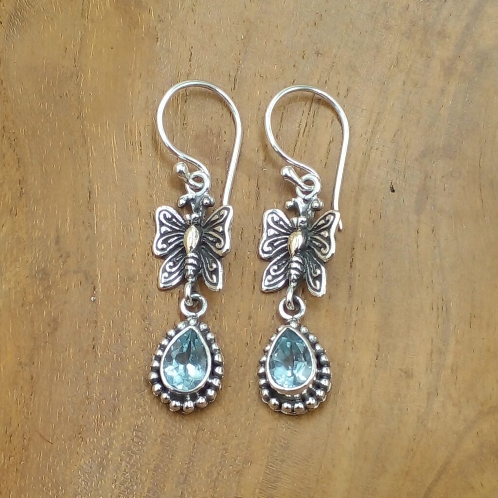Anting Perak Kupu Kupu Permata E1276
