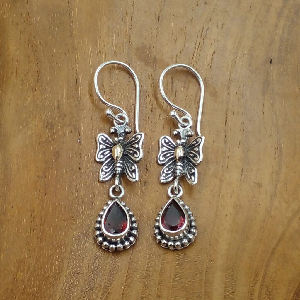 Anting Perak Kupu Kupu Permata E1276