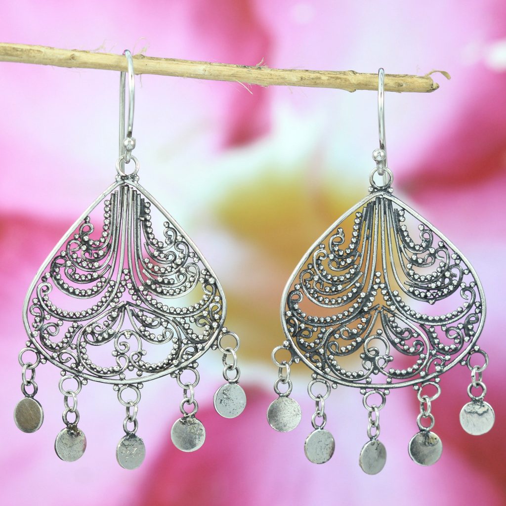 Anting Perak Kerawang (Filigree) Tetes Gonjer E044
