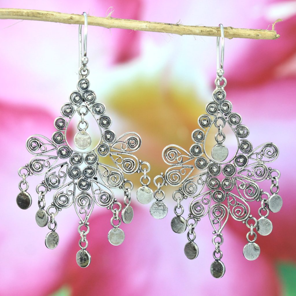 Anting Perak Kerawang (Filigree) Bun Gonjer E1217