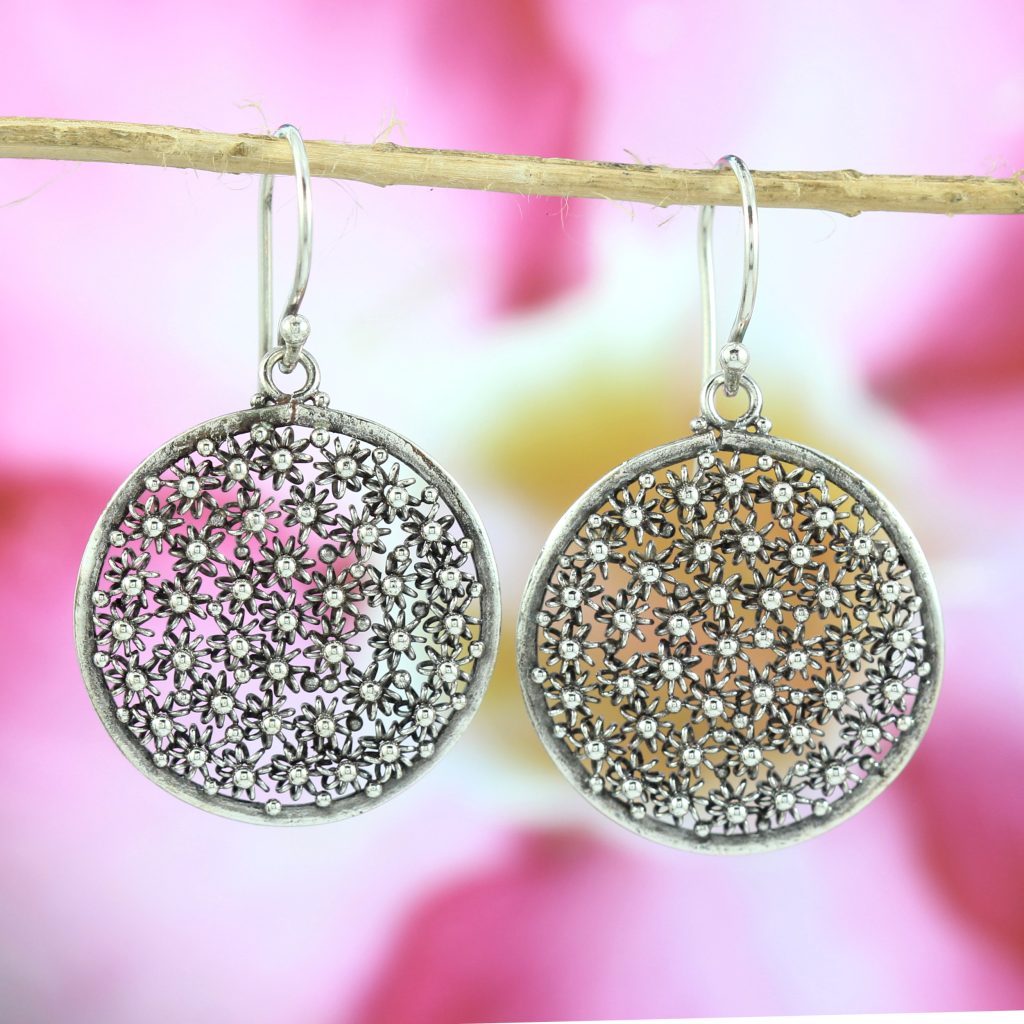 Anting Perak Bali Motif Bun Paye Bulat E908
