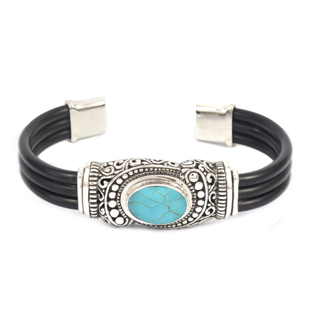 Gelang Perak Rubber Bun Turquoise B367
