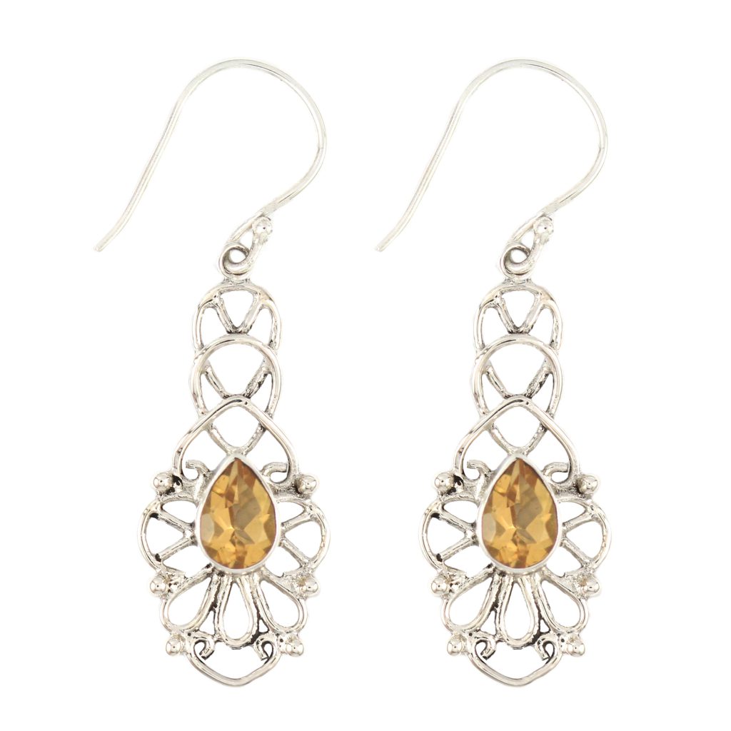 Anting Dangle Perak Motif Simpul Permata E221