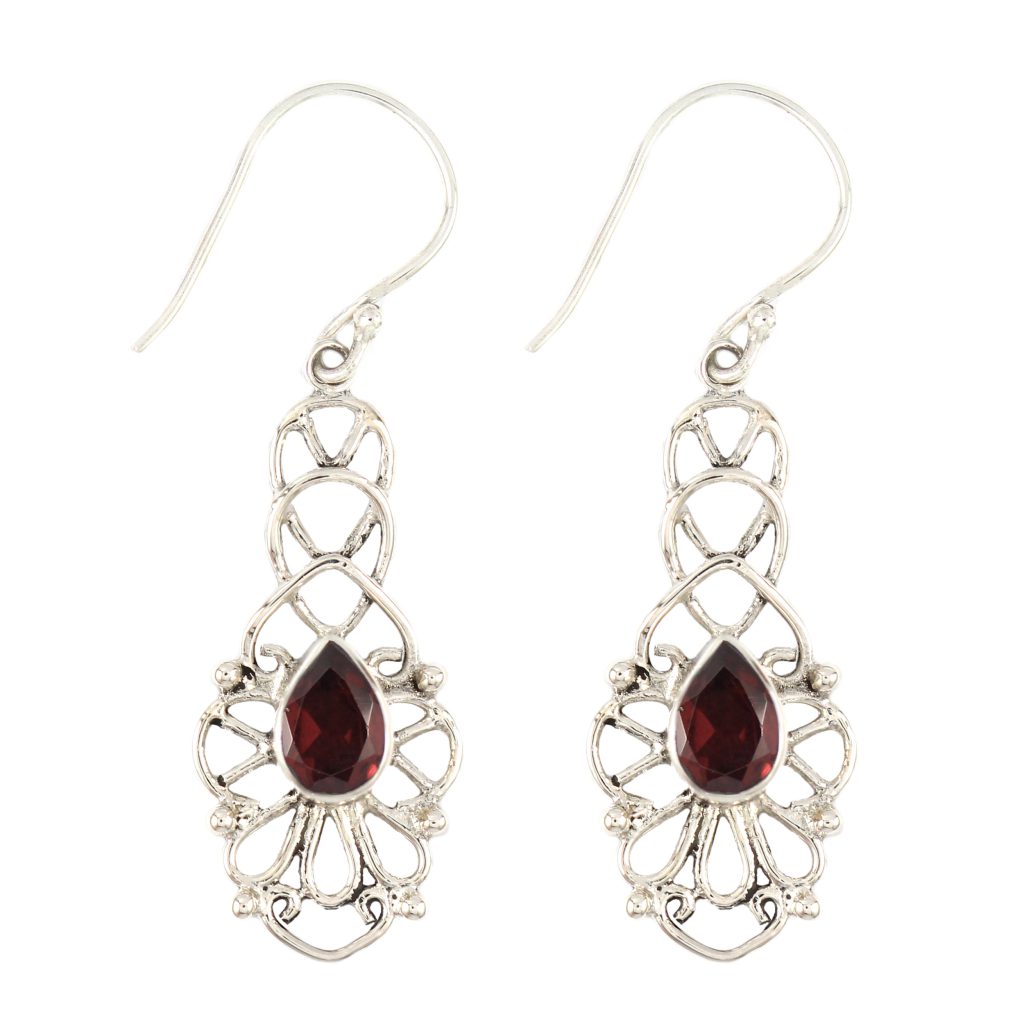 Anting Dangle Perak Motif Simpul Permata E221