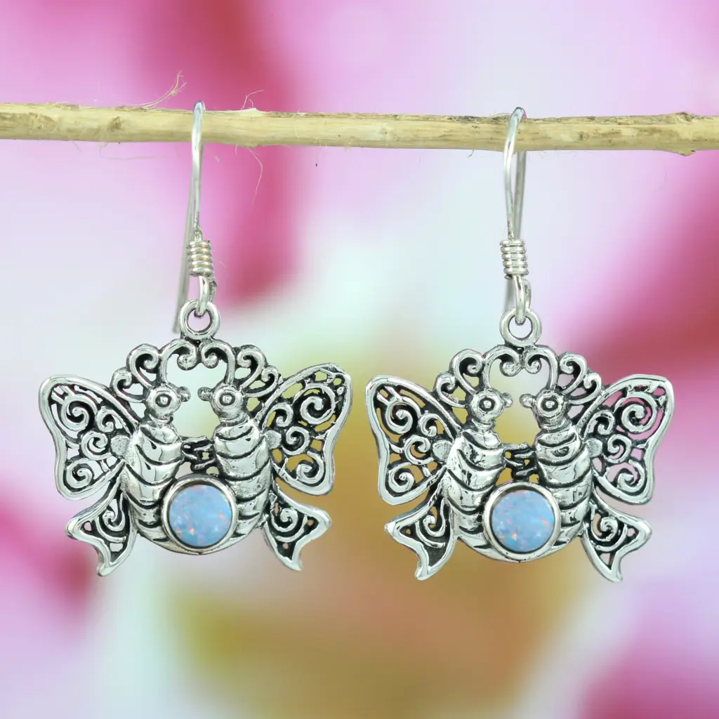 Anting Perak Kupu Kupu Permata Asli E383
