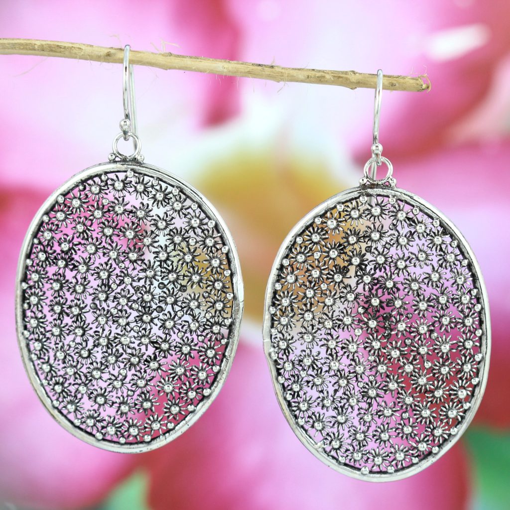Anting Perak Bali Motif Bun Paye Oval E881