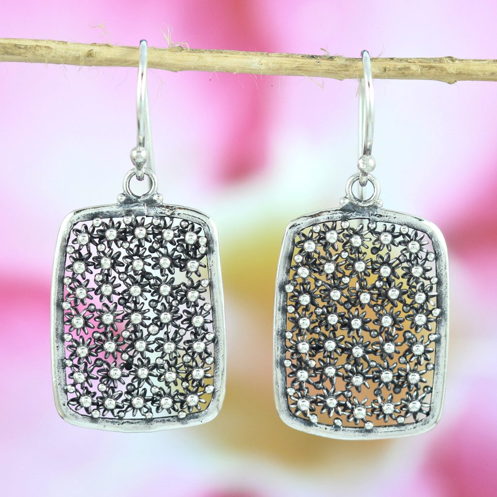 Anting Perak Bali Motif Bun Paye Persegi Panjang E954