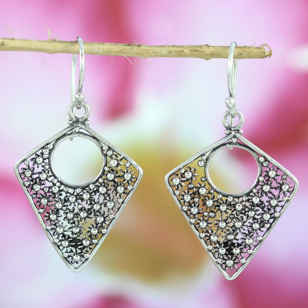 Anting Perak Bali Motif Bun Paye Layang-Layang E974