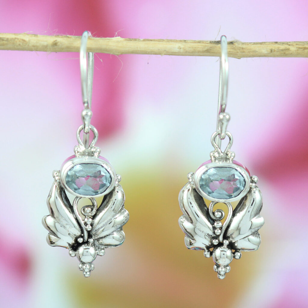 Anting Perak Bali Motif Sayap Permata E162