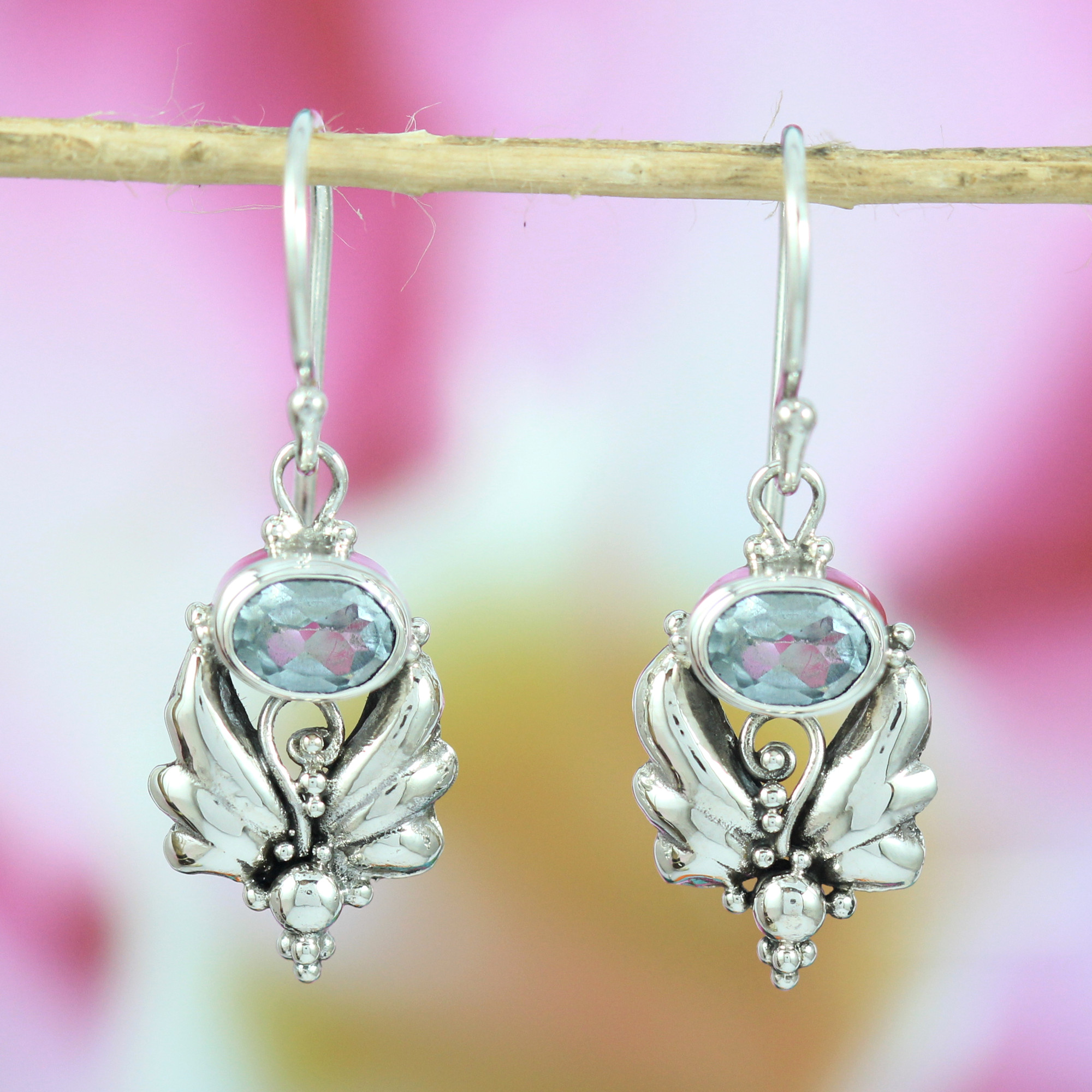Anting Perak Bali Motif Sayap Permata E162 - Gambar 3