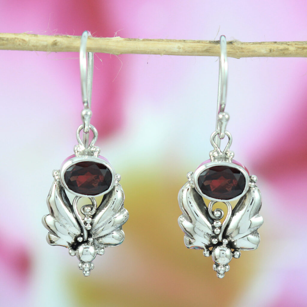 Anting Perak Bali Motif Sayap Permata E162