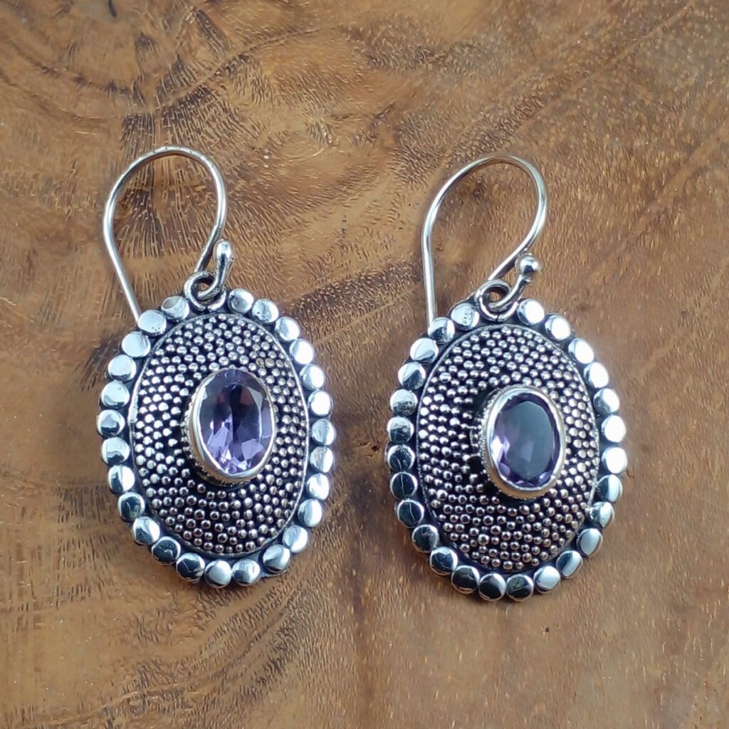 Anting Perak Wanita Motif Jawan Permata E373