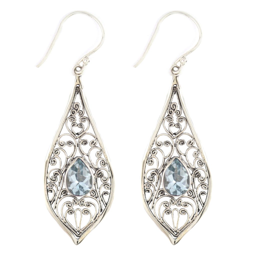 Anting Perak Kerawang (Filigree) Bali Permata E445