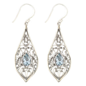 Anting Perak Bun Kerawang Permata E445 - Image 2