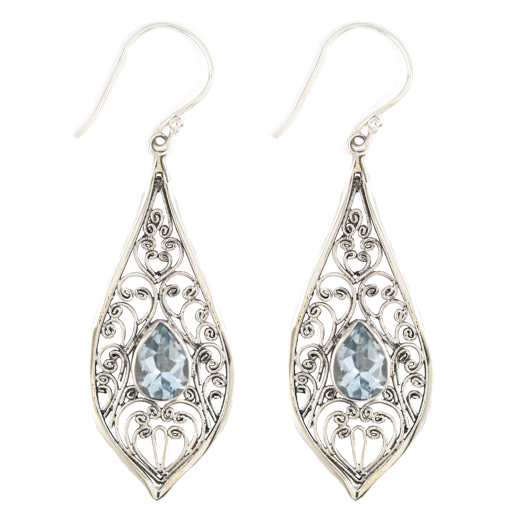 Anting Perak Bun Kerawang Permata E445 - Image 2