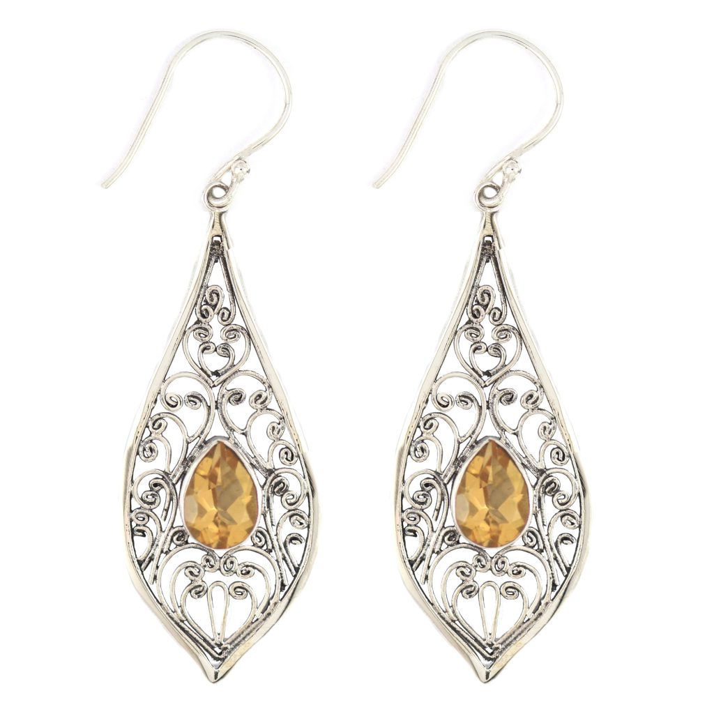 Anting Perak Kerawang (Filigree) Bali Permata E445