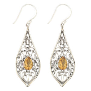 Anting Perak Bun Kerawang Permata E445 - Image 3