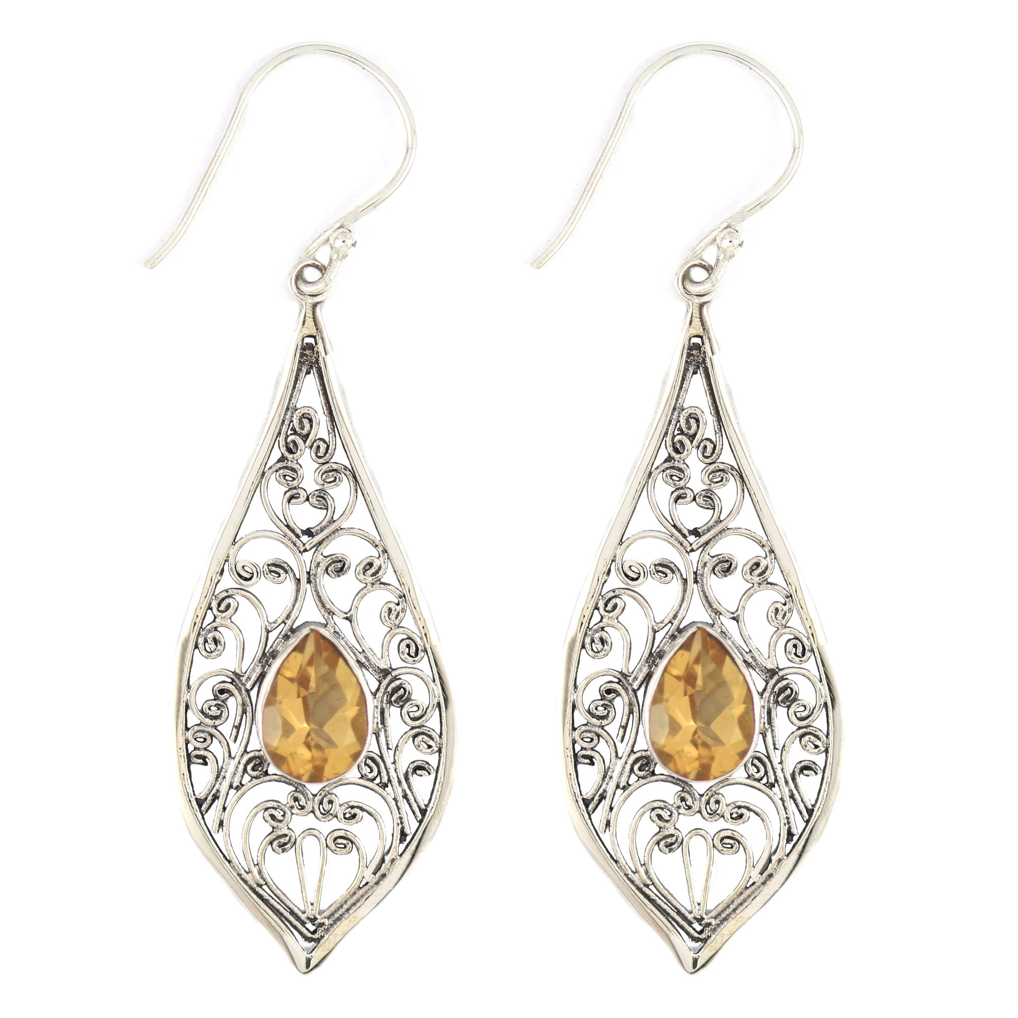 Anting Perak Bun Kerawang Permata E445 - Image 3