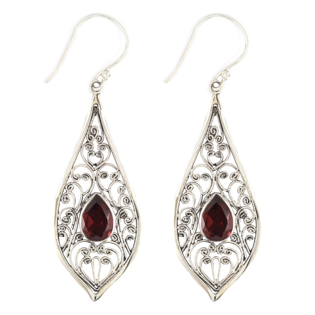 Anting Perak Kerawang (Filigree) Bali Permata E445