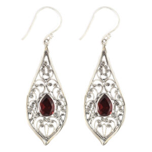 Anting Perak Bun Kerawang Permata E445 - Image 4