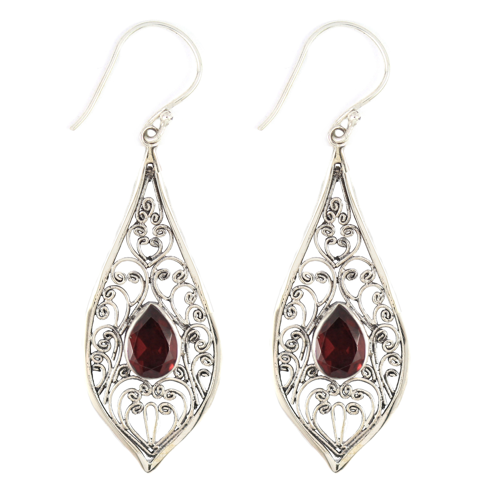 Anting Perak Bun Kerawang Permata E445 - Image 4