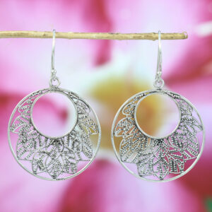Anting Perak Kerawang (Filigree) Motif Daun E696 - Gambar 2