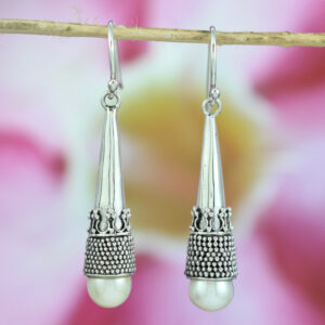 Anting Perak Kojong Mutiara Jawan (Cone Earrings) E1207 - Gambar 2