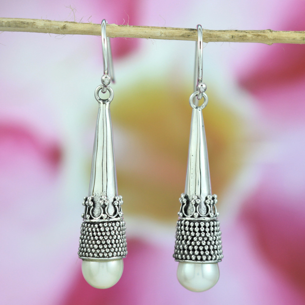 Anting Perak Kojong Mutiara Jawan (Cone Earrings) E1207