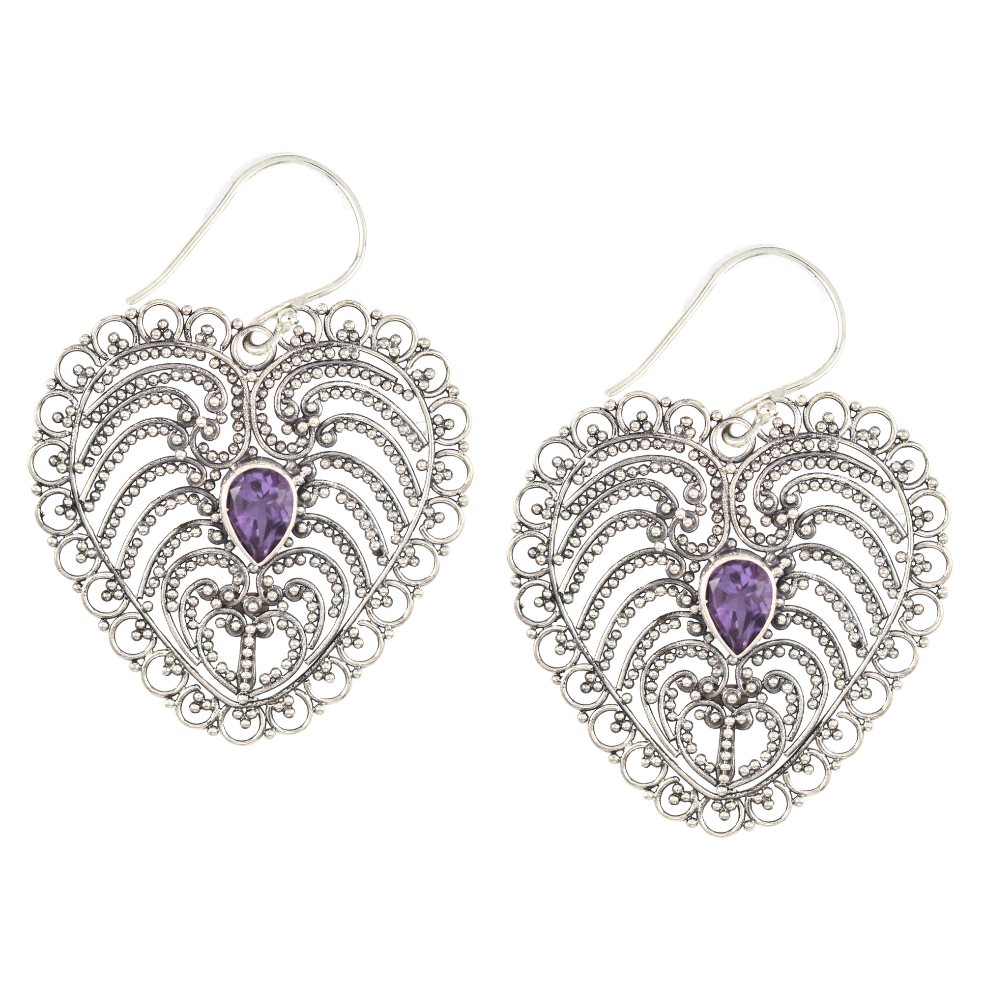 Anting Perak Bun Kerawang Love E165 - Image 1