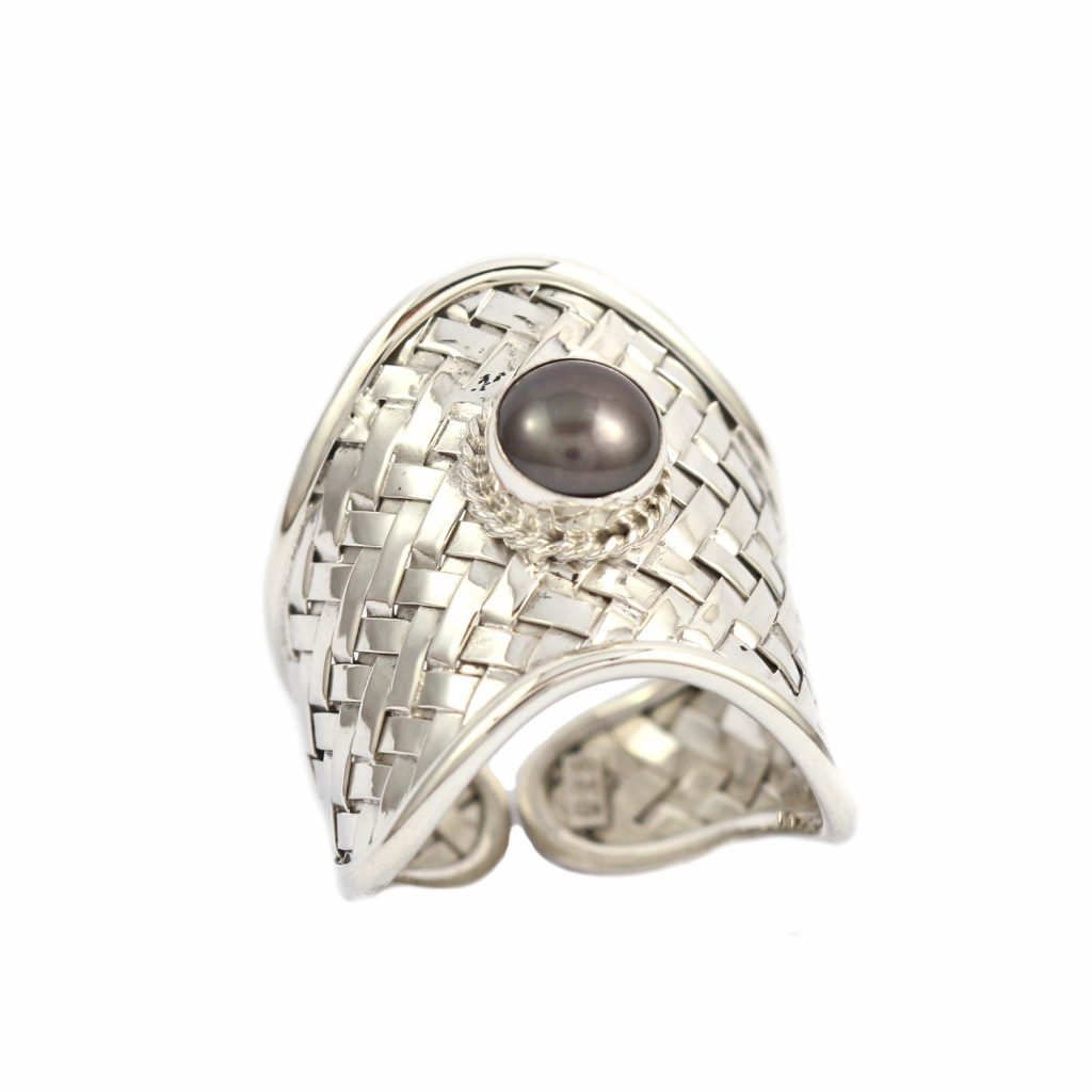Cincin Perak 925 Motif Anyam Mutiara Kecil R226
